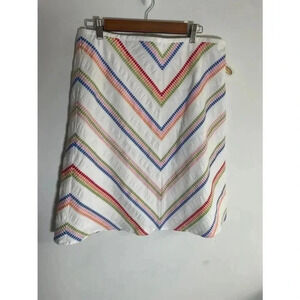 NWT Talbots White Multicolor Embroidered A-Line Skirt Size 14 🌈 0160‎ NEW!